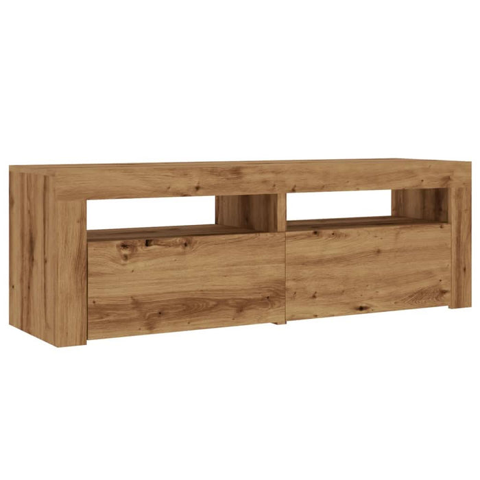 Dulap TV cu LED stejar artizanal 120x35x40 cm lemn prelucrat - WALTI WALTI