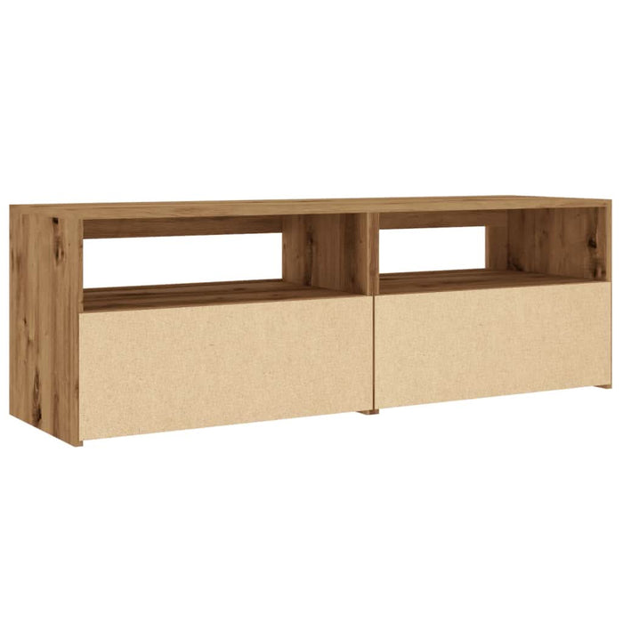 Dulap TV cu LED stejar artizanal 120x35x40 cm lemn prelucrat - WALTI WALTI