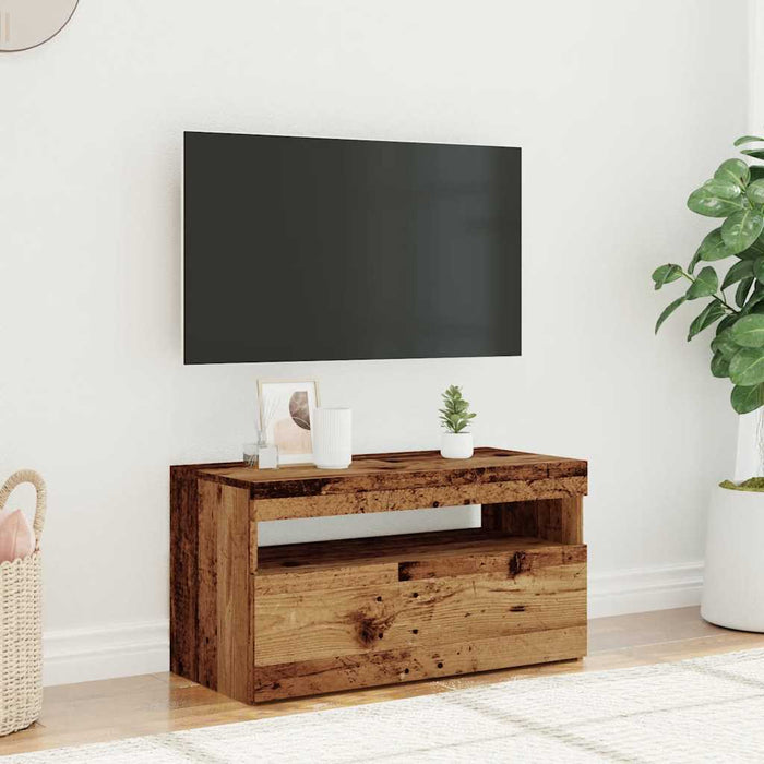 Dulap TV cu lumini LED lemn vechi 75x35x40 cm lemn prelucrat - WALTI WALTI