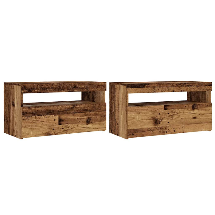 Dulapuri TV cu lumini LED, 2 buc., lemn vechi, lemn prelucrat - WALTI WALTI