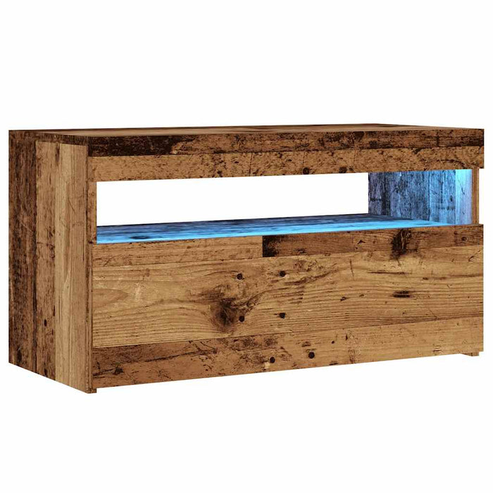 Dulapuri TV cu lumini LED, 2 buc., lemn vechi, lemn prelucrat - WALTI WALTI