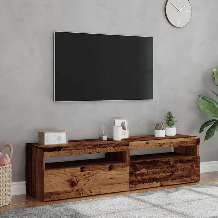 Dulapuri TV cu lumini LED, 2 buc., lemn vechi, lemn prelucrat - WALTI WALTI