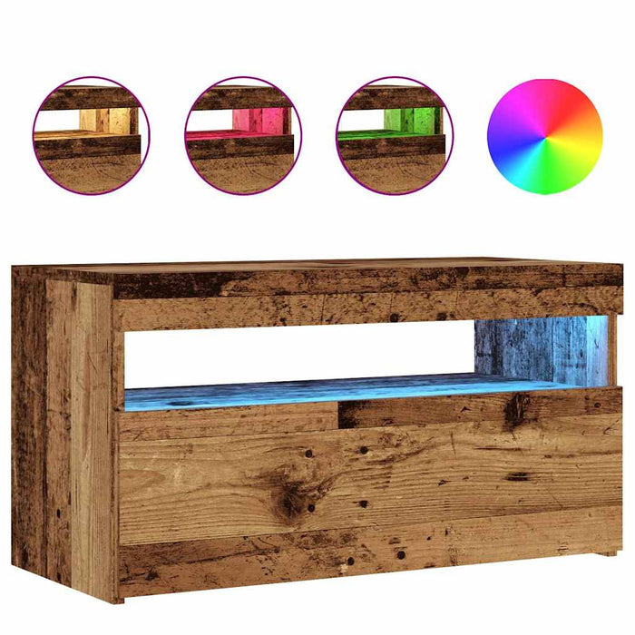 Dulapuri TV cu lumini LED, 2 buc., lemn vechi, lemn prelucrat - WALTI WALTI