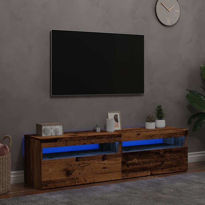 Dulapuri TV cu lumini LED, 2 buc., lemn vechi, lemn prelucrat - WALTI WALTI