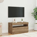 Dulap TV cu LED stejar artizanal 75x35x40 cm lemn prelucrat - WALTI WALTI