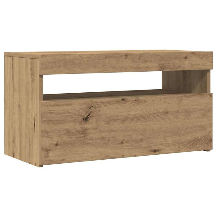 Dulap TV cu LED stejar artizanal 75x35x40 cm lemn prelucrat - WALTI WALTI