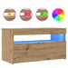 Dulap TV cu LED stejar artizanal 75x35x40 cm lemn prelucrat - WALTI WALTI
