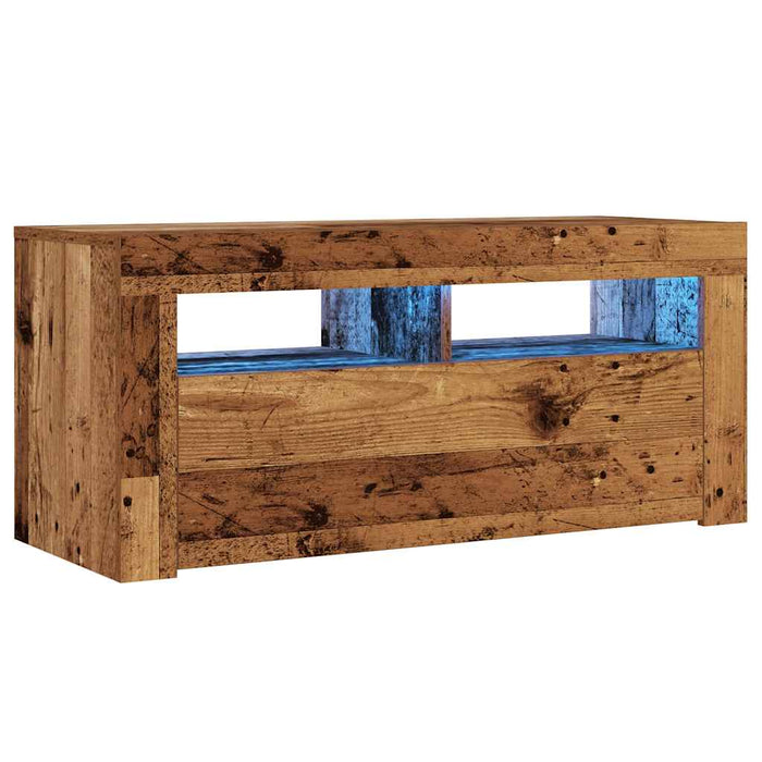 Dulap TV cu lumini LED lemn vechi 90x35x40 cm lemn prelucrat - WALTI WALTI
