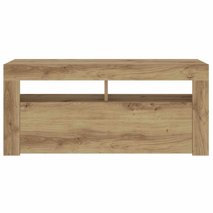 Dulap TV cu LED stejar artizanal 90x35x40 cm lemn prelucrat - WALTI WALTI
