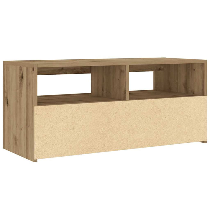 Dulap TV cu LED stejar artizanal 90x35x40 cm lemn prelucrat - WALTI WALTI