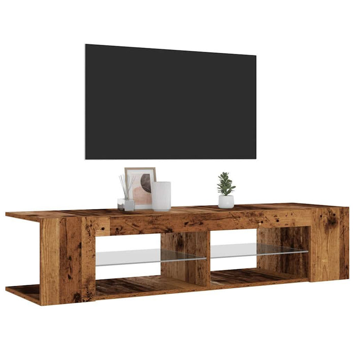 Dulap TV cu lumini LED lemn vechi 135x39x30 cm lemn prelucrat - WALTI WALTI