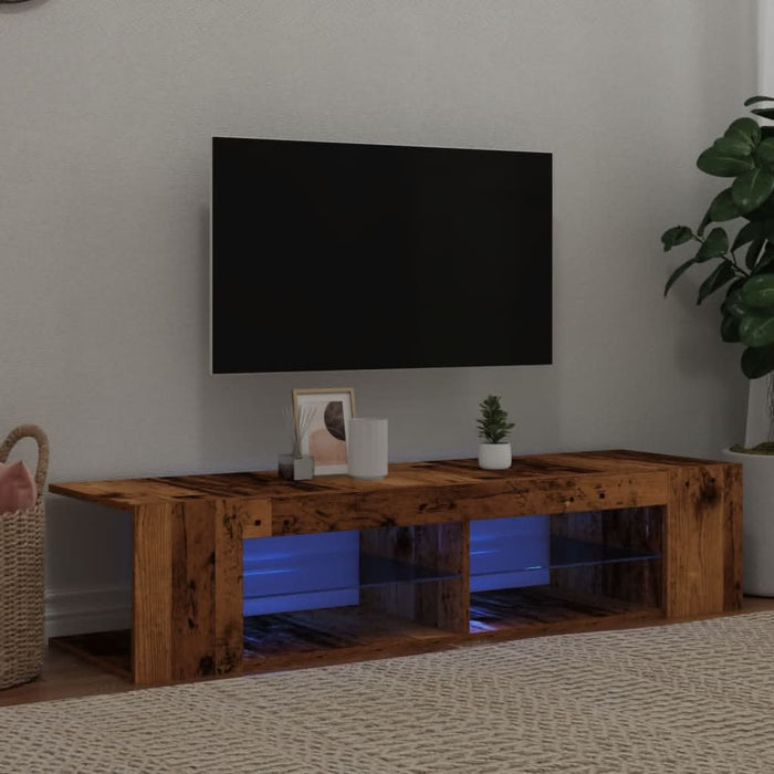 Dulap TV cu lumini LED lemn vechi 135x39x30 cm lemn prelucrat - WALTI WALTI