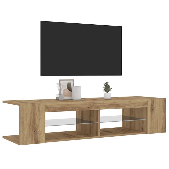 Dulap TV cu LED stejar artizanal 135x39x30 cm lemn prelucrat - WALTI WALTI