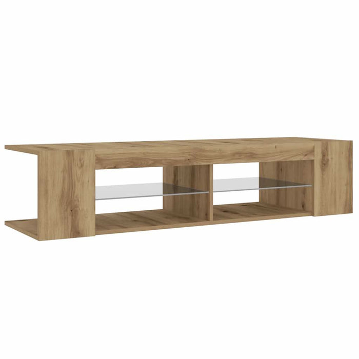 Dulap TV cu LED stejar artizanal 135x39x30 cm lemn prelucrat - WALTI WALTI