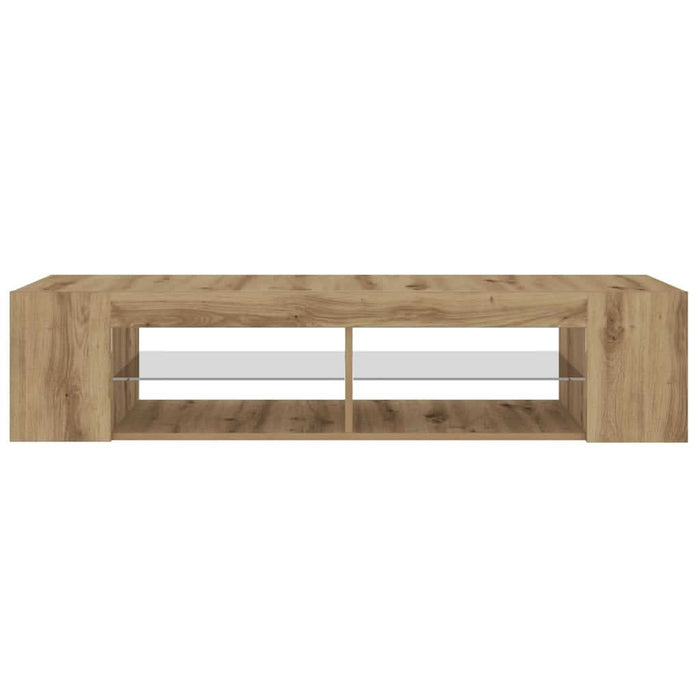 Dulap TV cu LED stejar artizanal 135x39x30 cm lemn prelucrat - WALTI WALTI