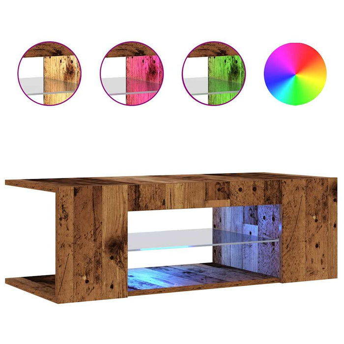 Dulap TV cu lumini LED lemn vechi 90x39x30 cm lemn prelucrat - WALTI WALTI