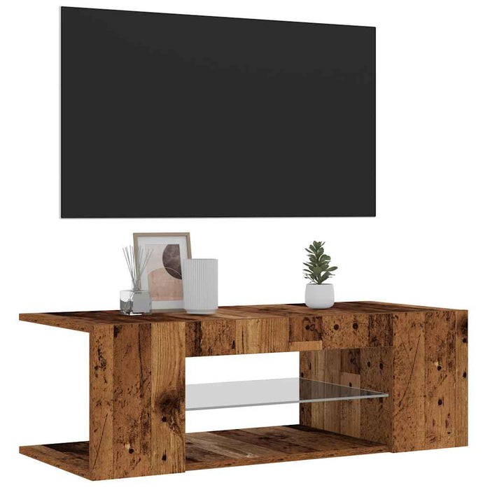 Dulap TV cu lumini LED lemn vechi 90x39x30 cm lemn prelucrat - WALTI WALTI