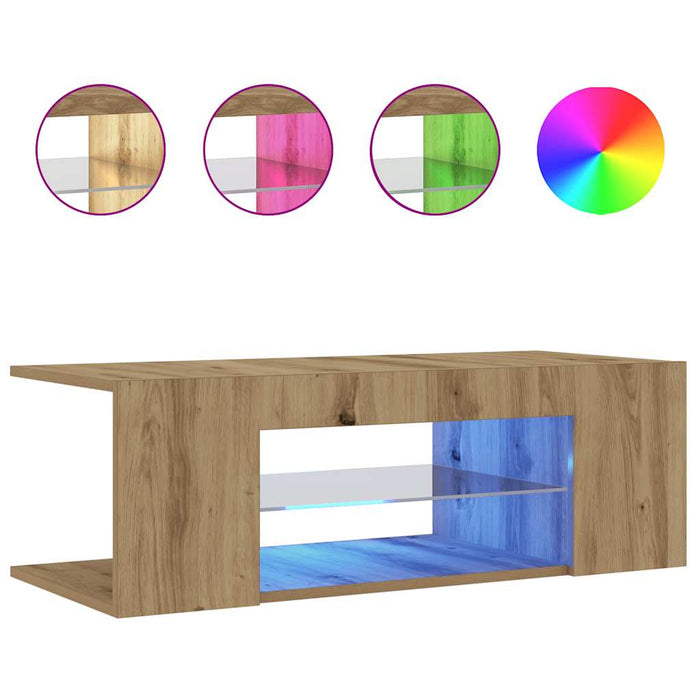 Dulap TV cu LED stejar artizanal 90x39x30 cm lemn prelucrat - WALTI WALTI