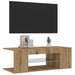 Dulap TV cu LED stejar artizanal 90x39x30 cm lemn prelucrat - WALTI WALTI