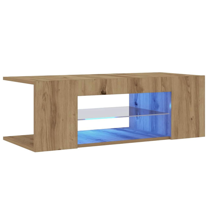 Dulap TV cu LED stejar artizanal 90x39x30 cm lemn prelucrat - WALTI WALTI
