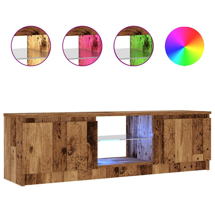 Dulap TV cu lumini LED lemn vechi 120x30x36 cm lemn prelucrat - WALTI WALTI