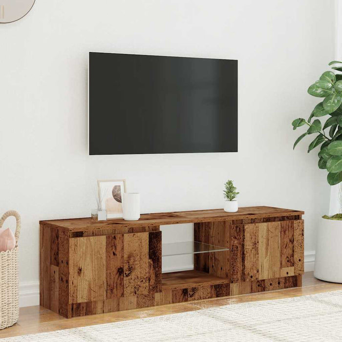 Dulap TV cu lumini LED lemn vechi 120x30x36 cm lemn prelucrat - WALTI WALTI