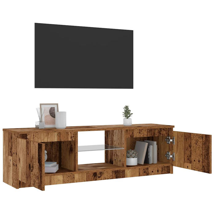 Dulap TV cu lumini LED lemn vechi 120x30x36 cm lemn prelucrat - WALTI WALTI