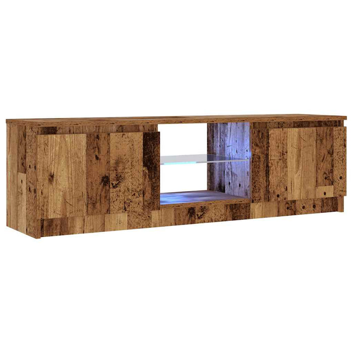 Dulap TV cu lumini LED lemn vechi 120x30x36 cm lemn prelucrat - WALTI WALTI