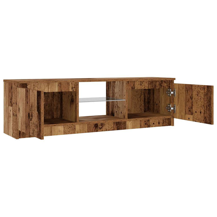 Dulap TV cu lumini LED lemn vechi 120x30x36 cm lemn prelucrat - WALTI WALTI