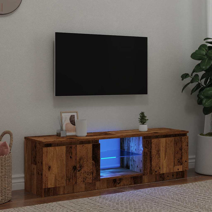 Dulap TV cu lumini LED lemn vechi 120x30x36 cm lemn prelucrat - WALTI WALTI