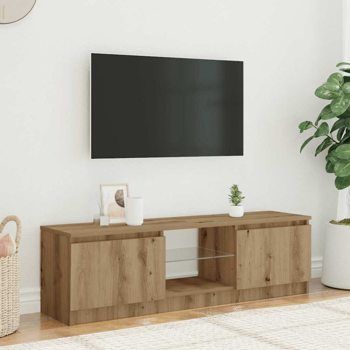Dulap TV cu LED stejar artizanal 120x30x36cm lemn prelucrat - WALTI WALTI