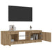 Dulap TV cu LED stejar artizanal 120x30x36cm lemn prelucrat - WALTI WALTI
