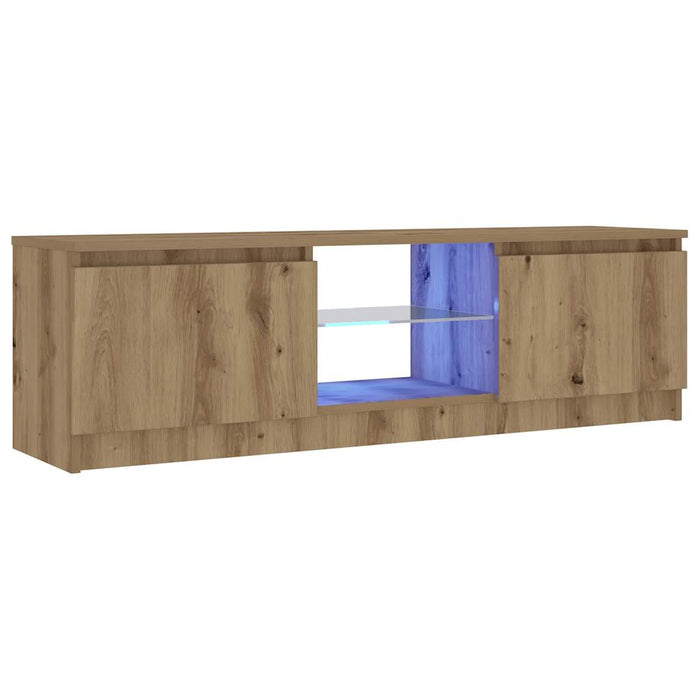 Dulap TV cu LED stejar artizanal 120x30x36cm lemn prelucrat - WALTI WALTI