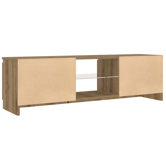 Dulap TV cu LED stejar artizanal 120x30x36cm lemn prelucrat - WALTI WALTI