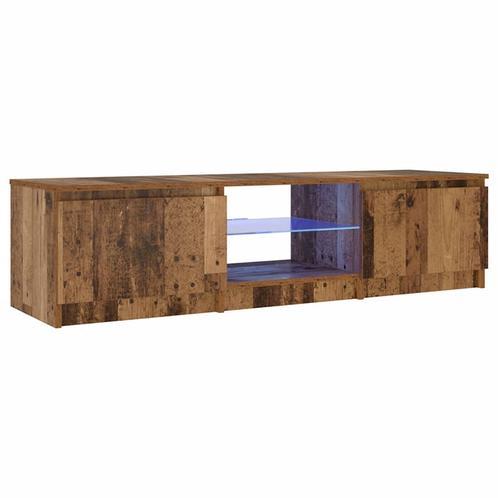 Dulap TV cu lumini LED lemn vechi 140x40x36 cm lemn prelucrat WALTI