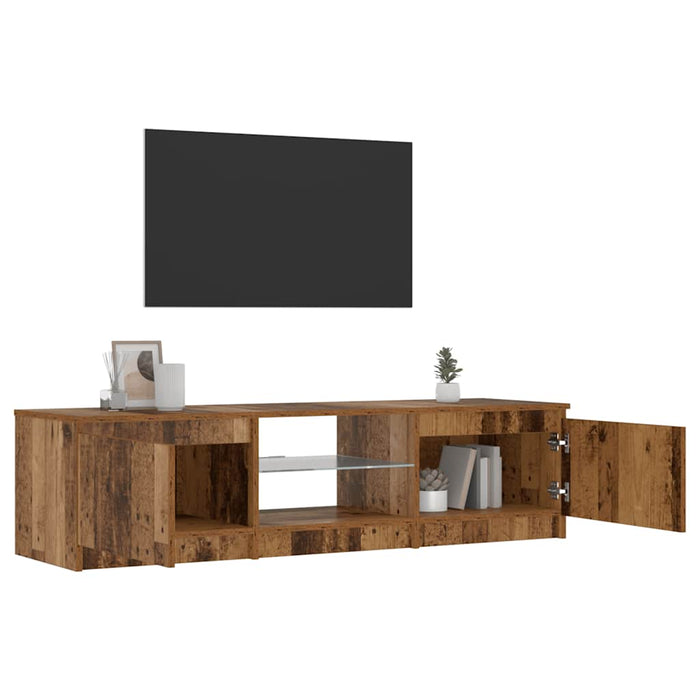 Dulap TV cu lumini LED lemn vechi 140x40x36 cm lemn prelucrat WALTI