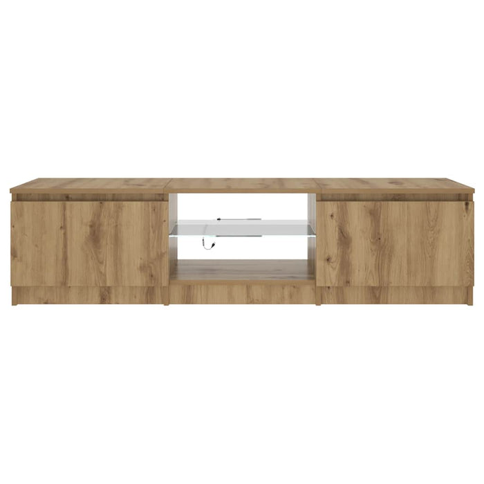 Dulap TV cu LED stejar artizanal 140x40x36 cm lemn prelucrat WALTI