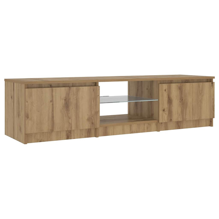 Dulap TV cu LED stejar artizanal 140x40x36 cm lemn prelucrat WALTI