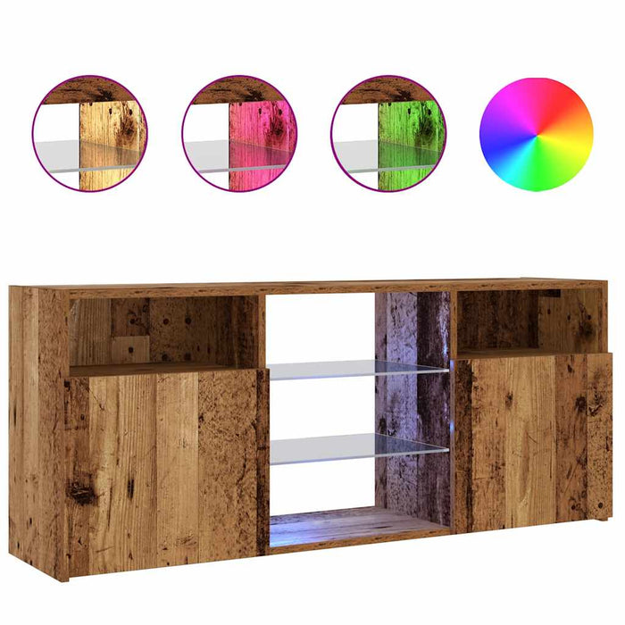 Dulap TV cu lumini LED lemn vechi 120x30x50 cm lemn prelucrat - WALTI WALTI