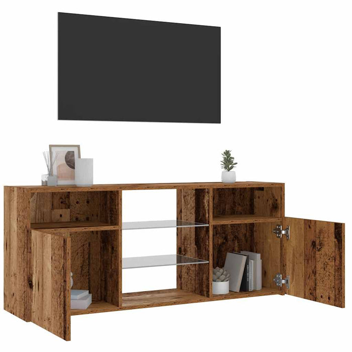 Dulap TV cu lumini LED lemn vechi 120x30x50 cm lemn prelucrat - WALTI WALTI