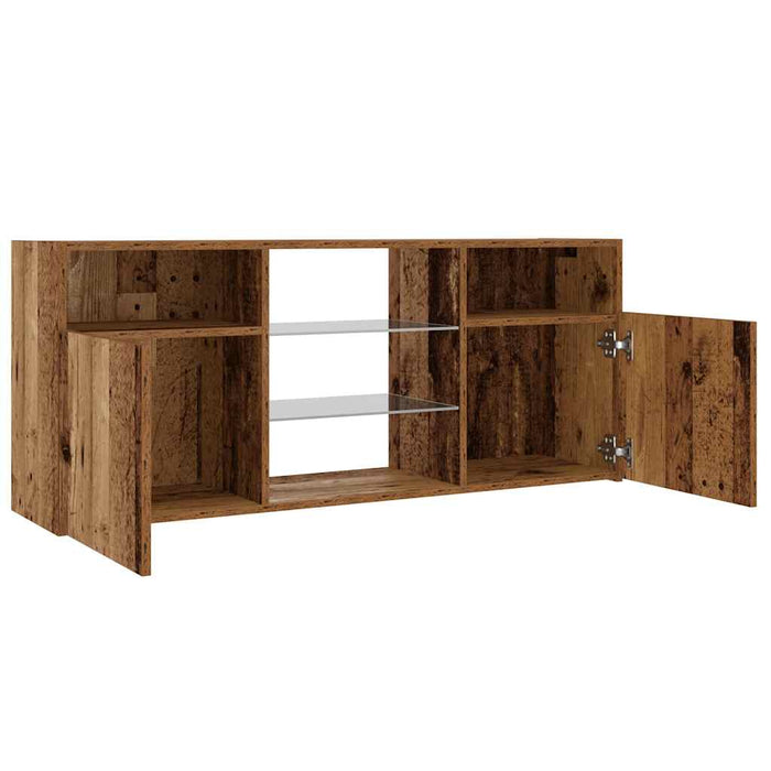 Dulap TV cu lumini LED lemn vechi 120x30x50 cm lemn prelucrat - WALTI WALTI