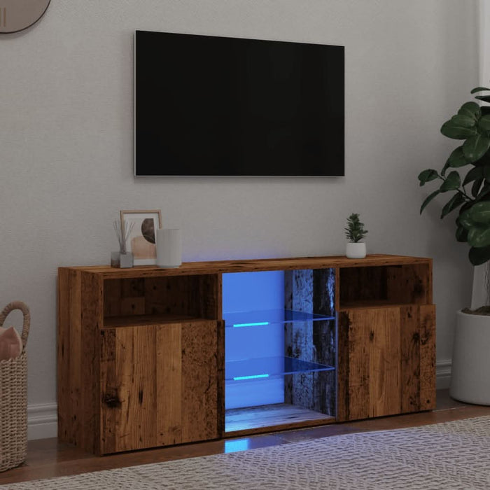 Dulap TV cu lumini LED lemn vechi 120x30x50 cm lemn prelucrat - WALTI WALTI