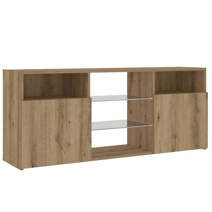 Dulap TV cu LED stejar artizanal 120x30x50 cm lemn prelucrat - WALTI WALTI