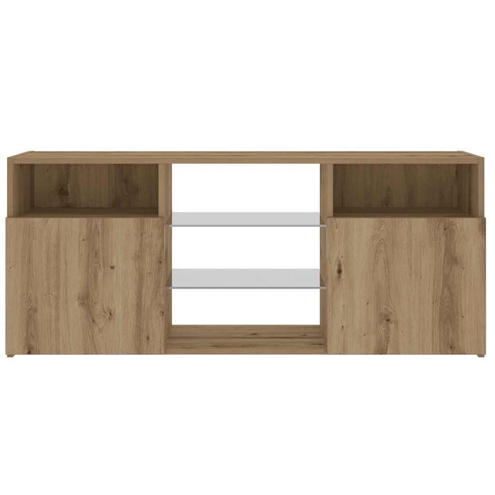 Dulap TV cu LED stejar artizanal 120x30x50 cm lemn prelucrat - WALTI WALTI