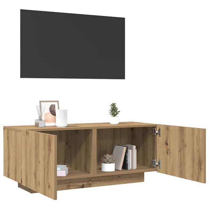 Dulap TV, stejar artizanal, 100x35x40 cm, lemn prelucrat - WALTI WALTI
