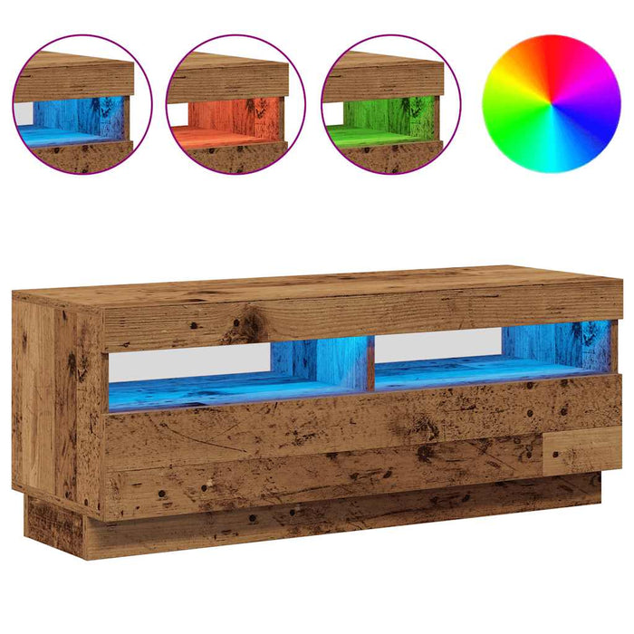 Dulap TV cu lumini LED lemn vechi 100x35x40 cm lemn prelucrat - WALTI WALTI