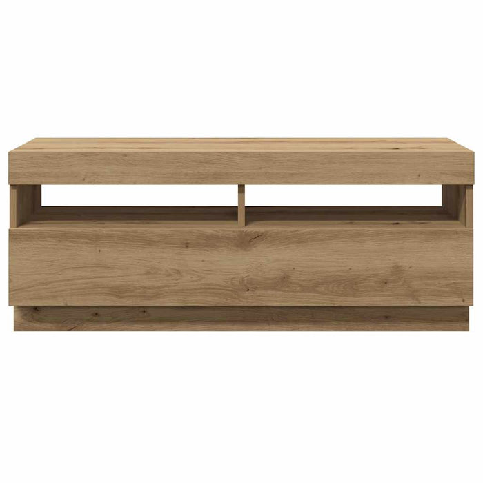 Dulap TV lumini LED stejar artizanal 100x35x40cm lemn prelucrat - WALTI WALTI