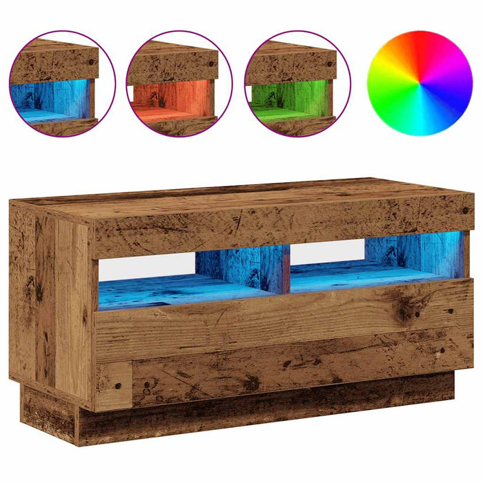 Dulap TV cu lumini LED lemn vechi 80x35x40 cm lemn prelucrat - WALTI WALTI