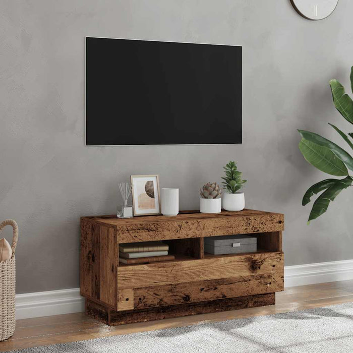 Dulap TV cu lumini LED lemn vechi 80x35x40 cm lemn prelucrat - WALTI WALTI