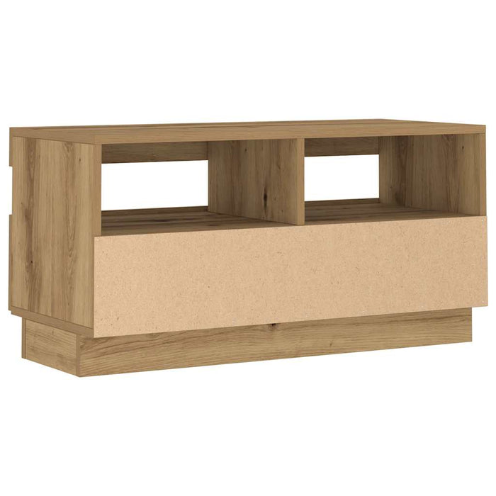 Dulap TV lumini LED stejar artizanal 80x35x40 cm lemn prelucrat - WALTI WALTI